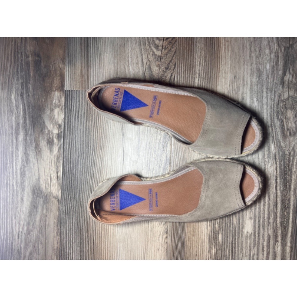 Verbenas Espadrille Flats Peep Toe Casual Suede Shoes Comfortable Size 38
